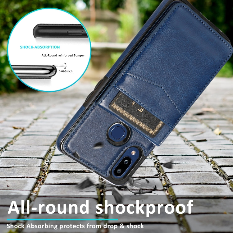 For Samsung Galaxy A10s Solid Color PC + TPU Protective Case with Holder & Card Slots