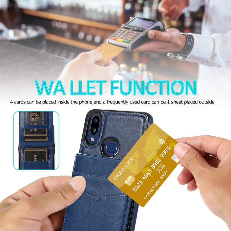 For Samsung Galaxy A10s Solid Color PC + TPU Protective Case with Holder & Card Slots