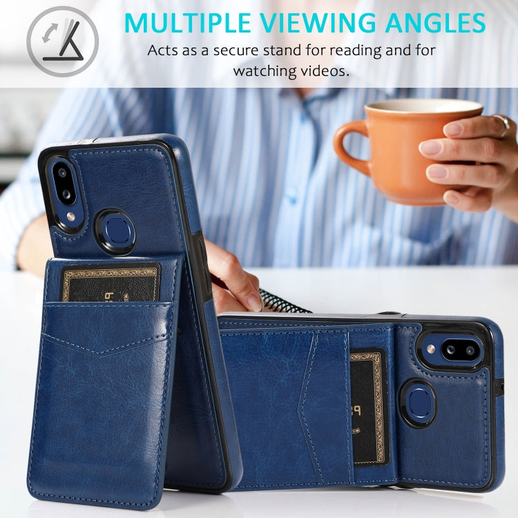 For Samsung Galaxy A10s Solid Color PC + TPU Protective Case with Holder & Card Slots