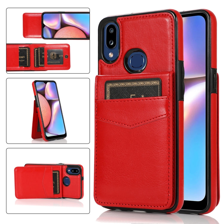 For Samsung Galaxy A10s Solid Color PC + TPU Protective Case with Holder & Card Slots
