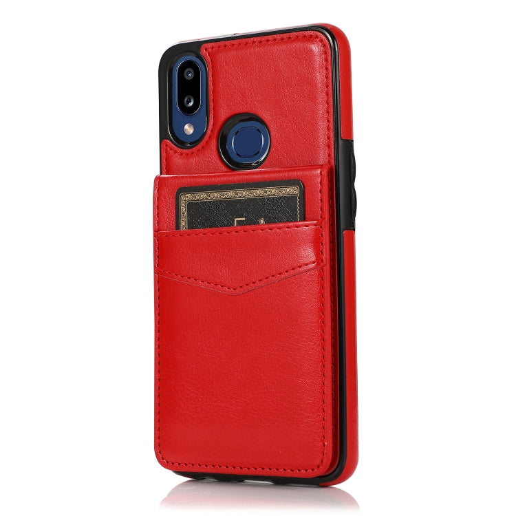 For Samsung Galaxy A10s Solid Color PC + TPU Protective Case with Holder & Card Slots