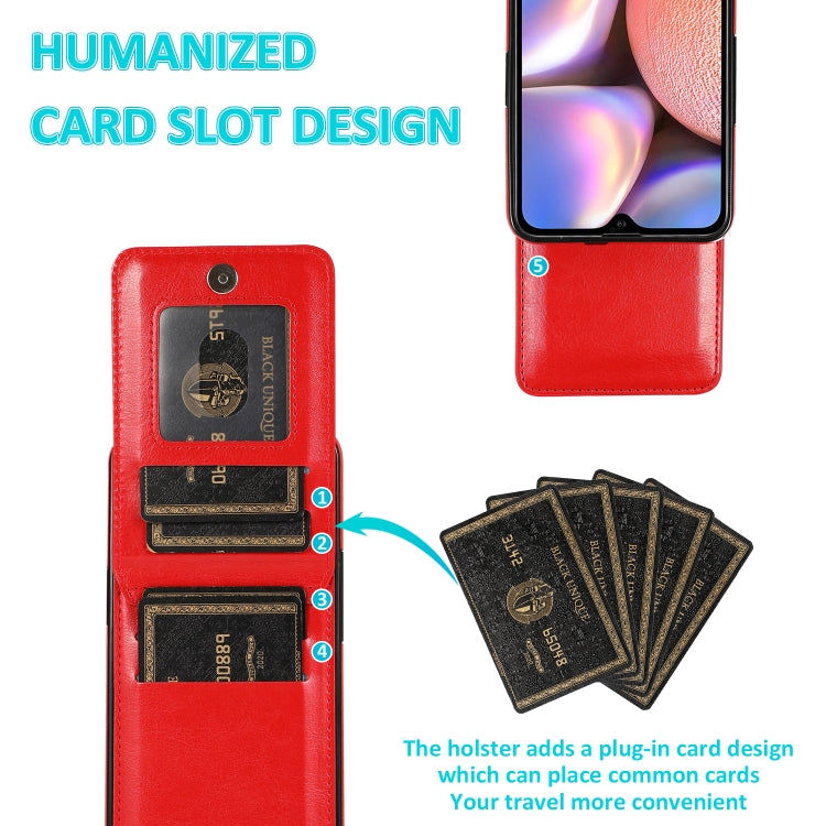 For Samsung Galaxy A10s Solid Color PC + TPU Protective Case with Holder & Card Slots