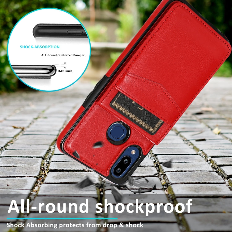 For Samsung Galaxy A10s Solid Color PC + TPU Protective Case with Holder & Card Slots
