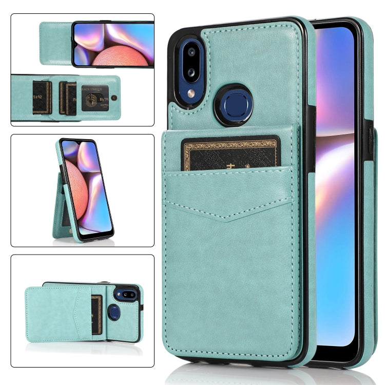 For Samsung Galaxy A10s Solid Color PC + TPU Protective Case with Holder & Card Slots