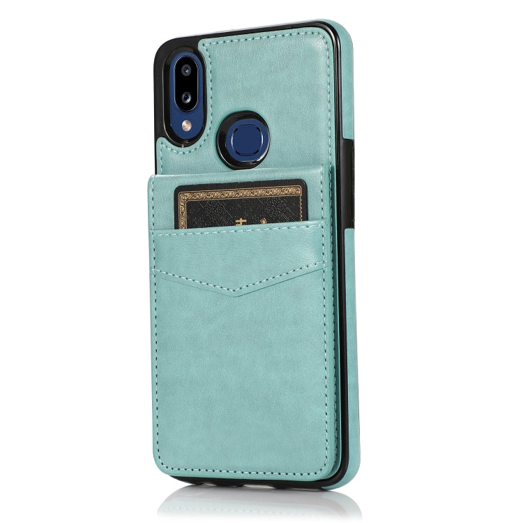 For Samsung Galaxy A10s Solid Color PC + TPU Protective Case with Holder & Card Slots