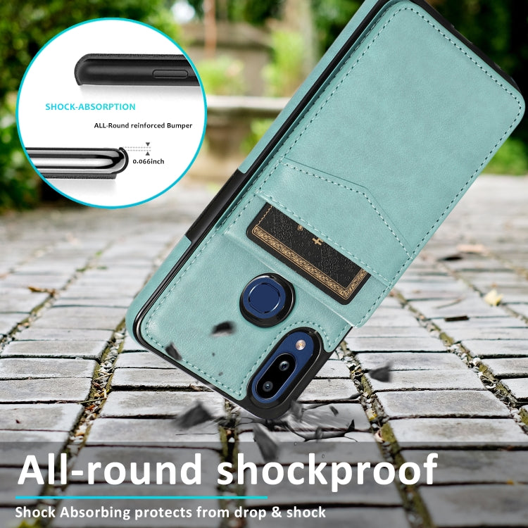 For Samsung Galaxy A10s Solid Color PC + TPU Protective Case with Holder & Card Slots