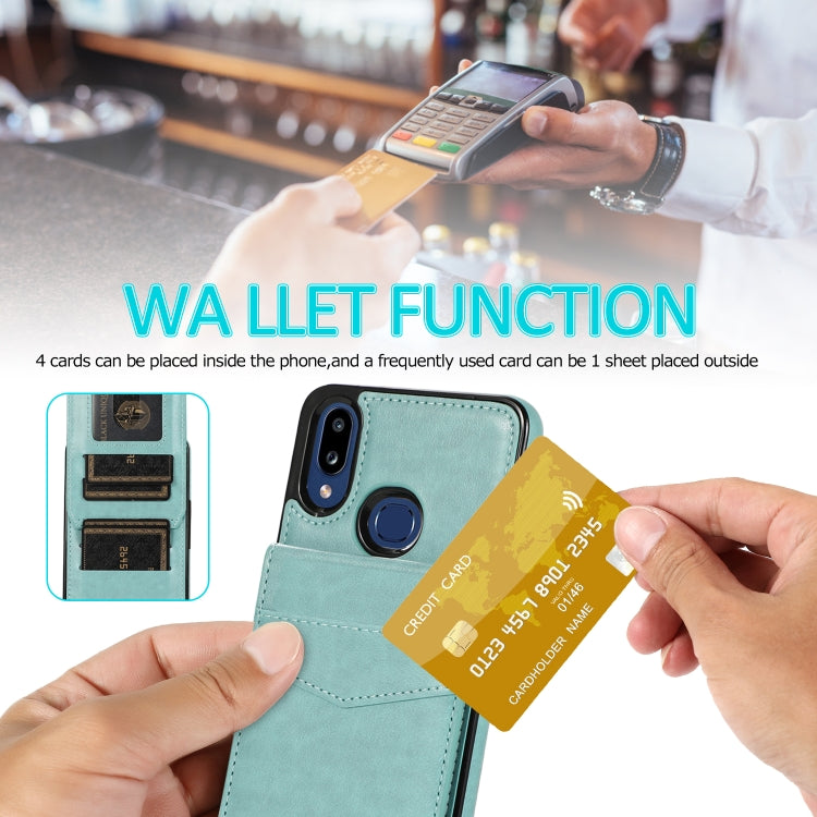 For Samsung Galaxy A10s Solid Color PC + TPU Protective Case with Holder & Card Slots
