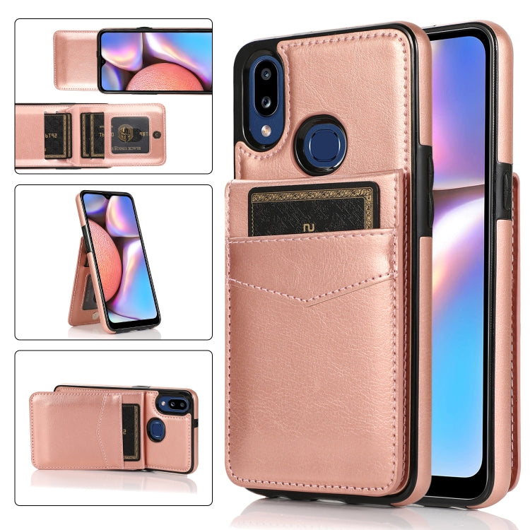 For Samsung Galaxy A10s Solid Color PC + TPU Protective Case with Holder & Card Slots