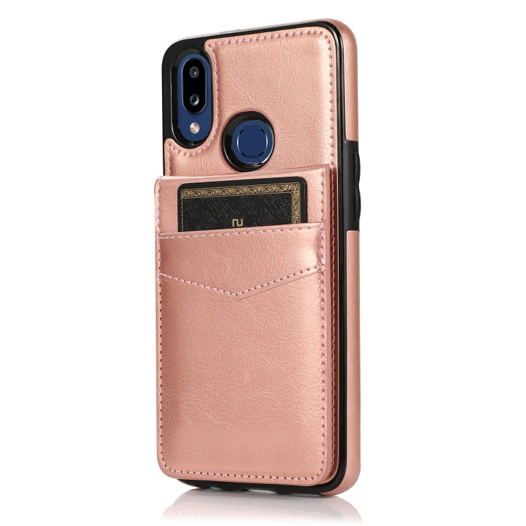 For Samsung Galaxy A10s Solid Color PC + TPU Protective Case with Holder & Card Slots