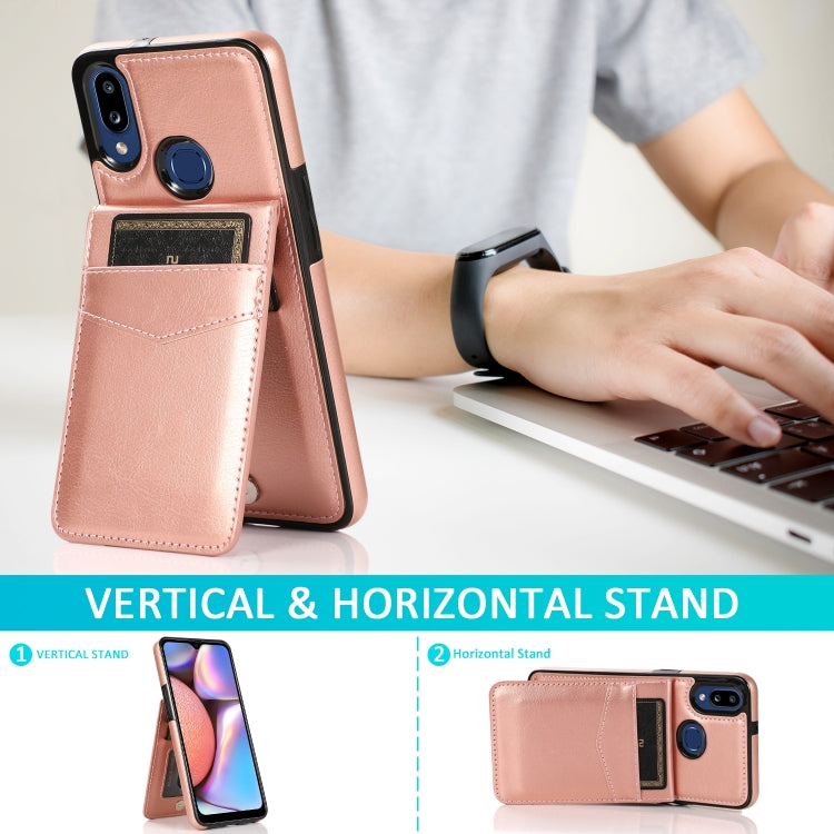 For Samsung Galaxy A10s Solid Color PC + TPU Protective Case with Holder & Card Slots