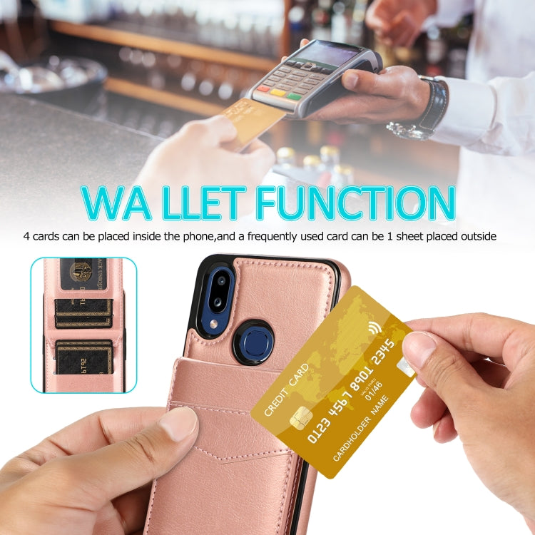 For Samsung Galaxy A10s Solid Color PC + TPU Protective Case with Holder & Card Slots