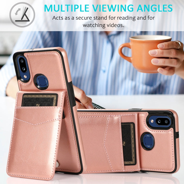For Samsung Galaxy A10s Solid Color PC + TPU Protective Case with Holder & Card Slots