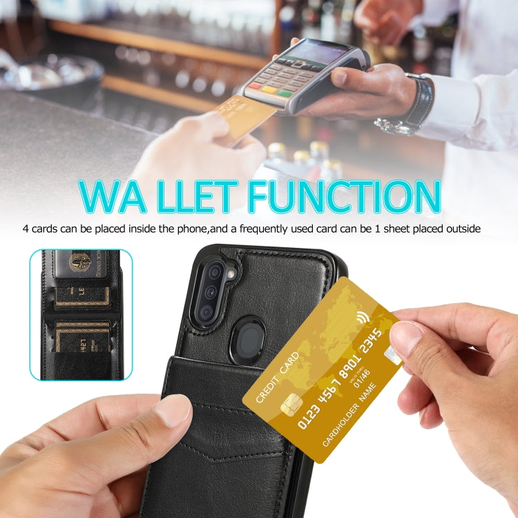 For Samsung Galaxy A11 Solid Color PC + TPU Protective Case with Holder & Card Slots