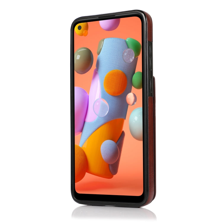 For Samsung Galaxy A11 Solid Color PC + TPU Protective Case with Holder & Card Slots