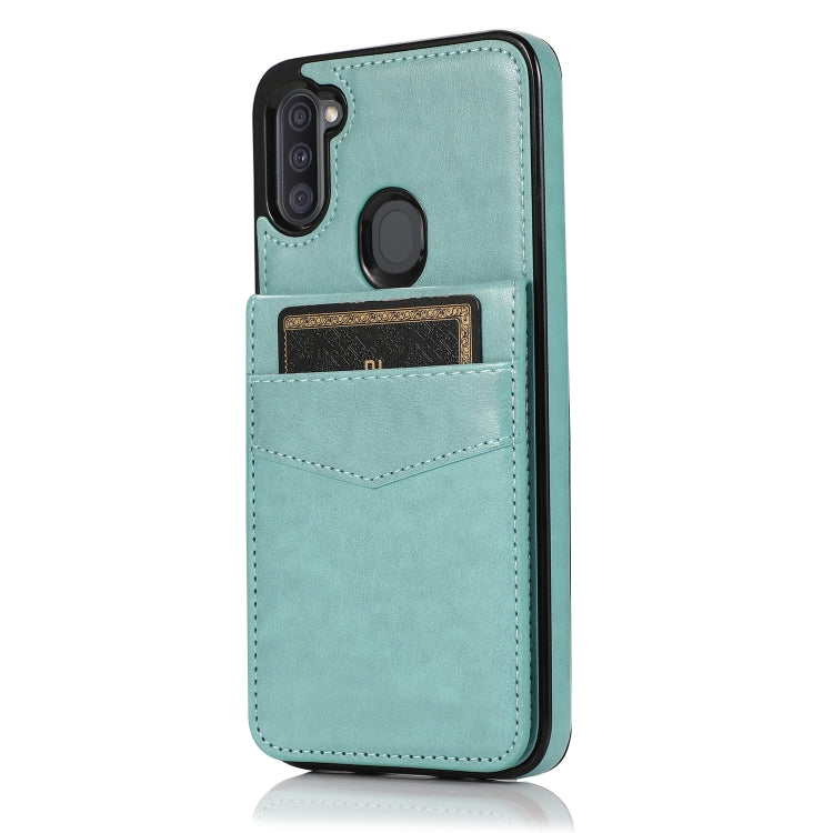 For Samsung Galaxy A11 Solid Color PC + TPU Protective Case with Holder & Card Slots