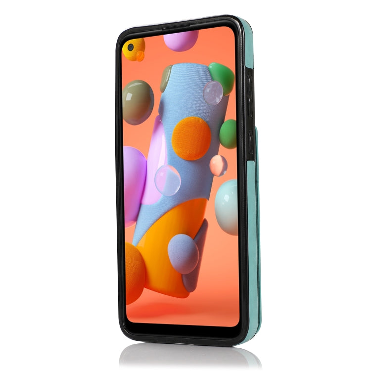 For Samsung Galaxy A11 Solid Color PC + TPU Protective Case with Holder & Card Slots