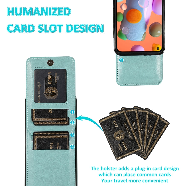 For Samsung Galaxy A11 Solid Color PC + TPU Protective Case with Holder & Card Slots
