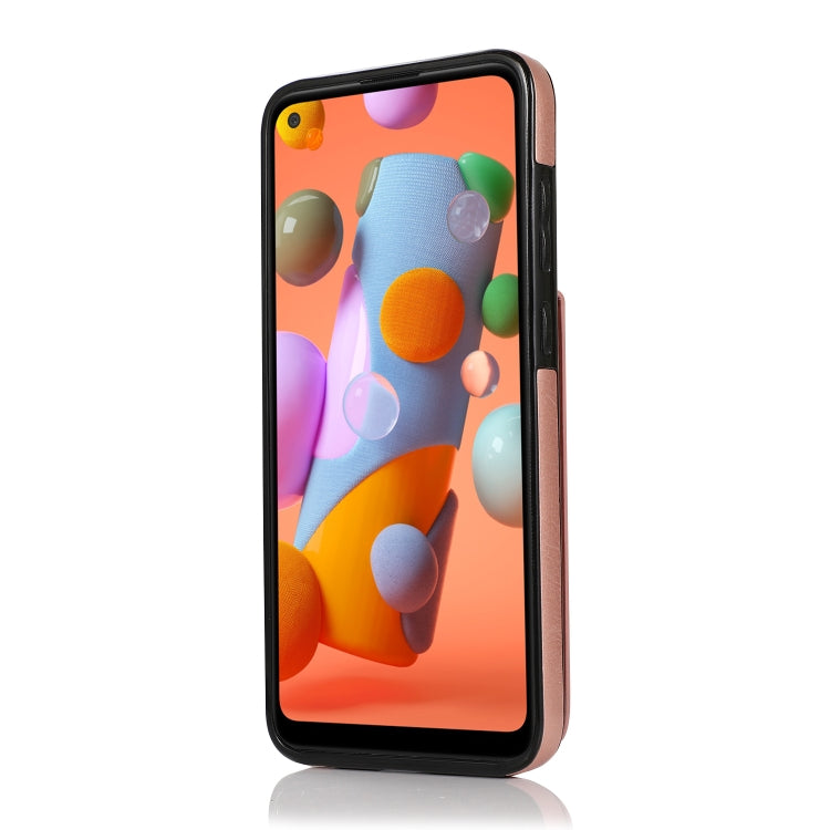 For Samsung Galaxy A11 Solid Color PC + TPU Protective Case with Holder & Card Slots