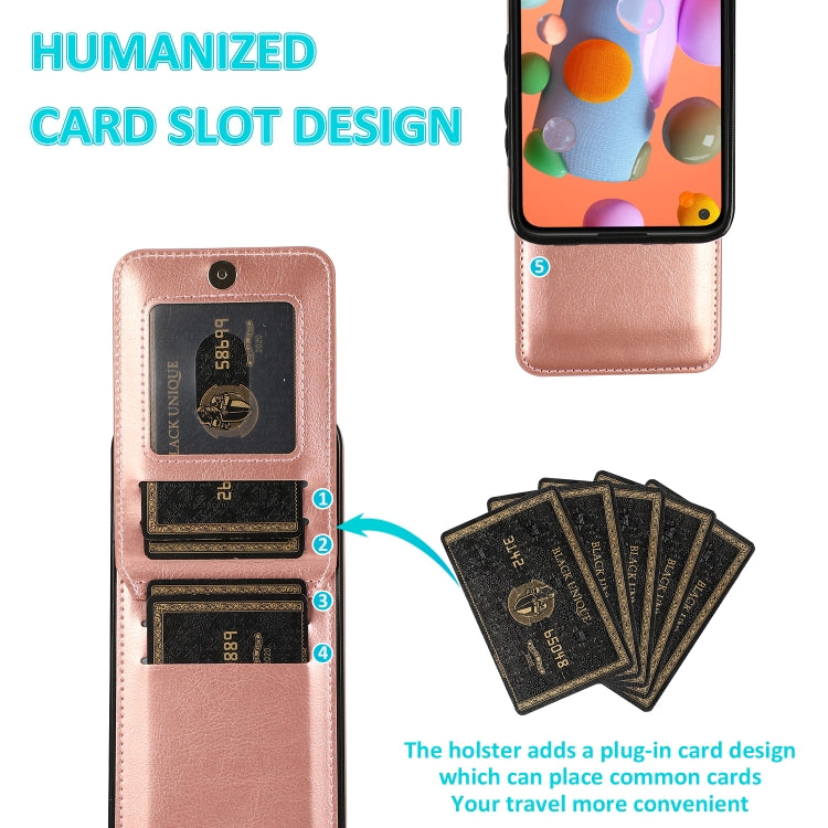 For Samsung Galaxy A11 Solid Color PC + TPU Protective Case with Holder & Card Slots