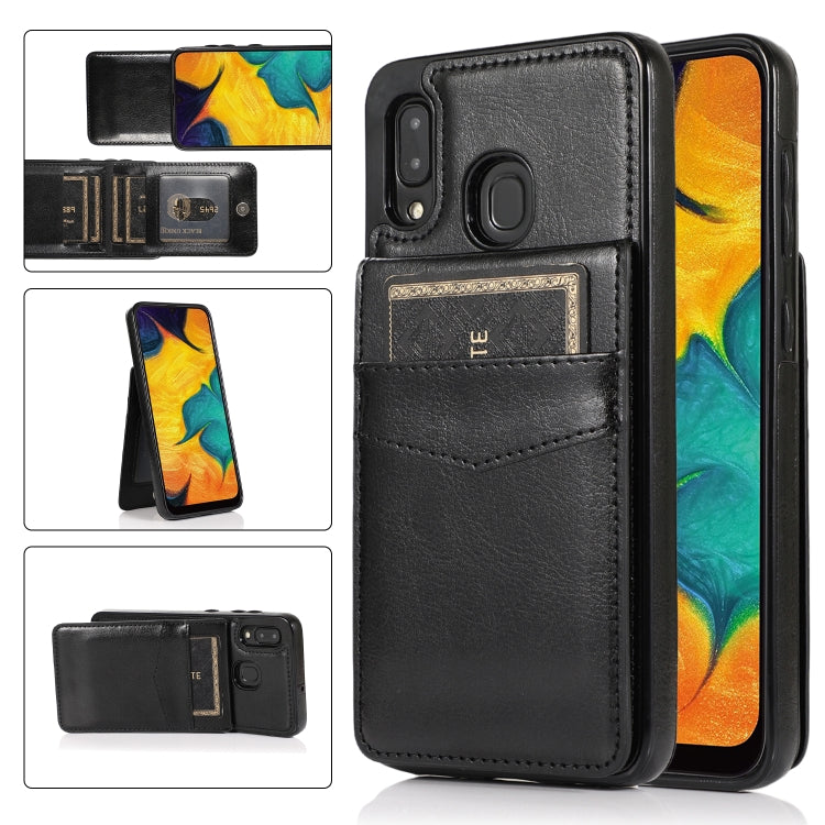 For Samsung Galaxy A20 / A30 Solid Color PC + TPU Protective Case with Holder & Card Slots