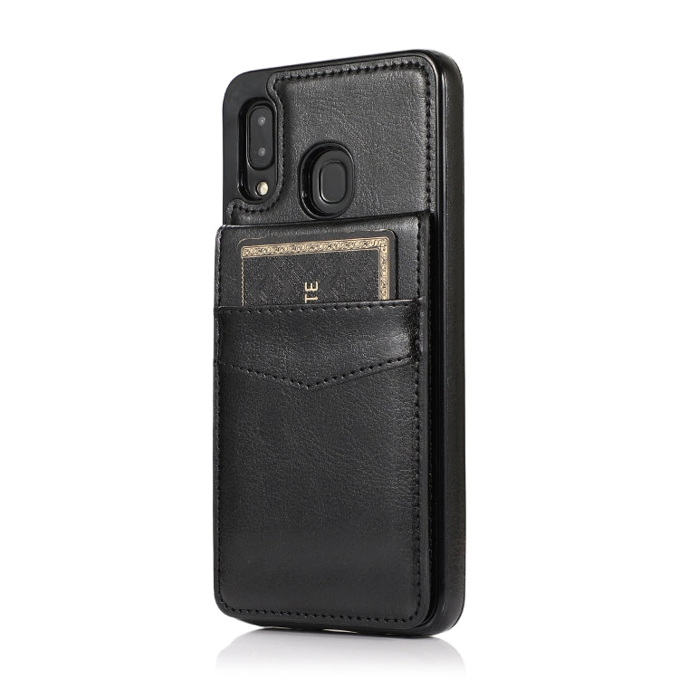 For Samsung Galaxy A20 / A30 Solid Color PC + TPU Protective Case with Holder & Card Slots