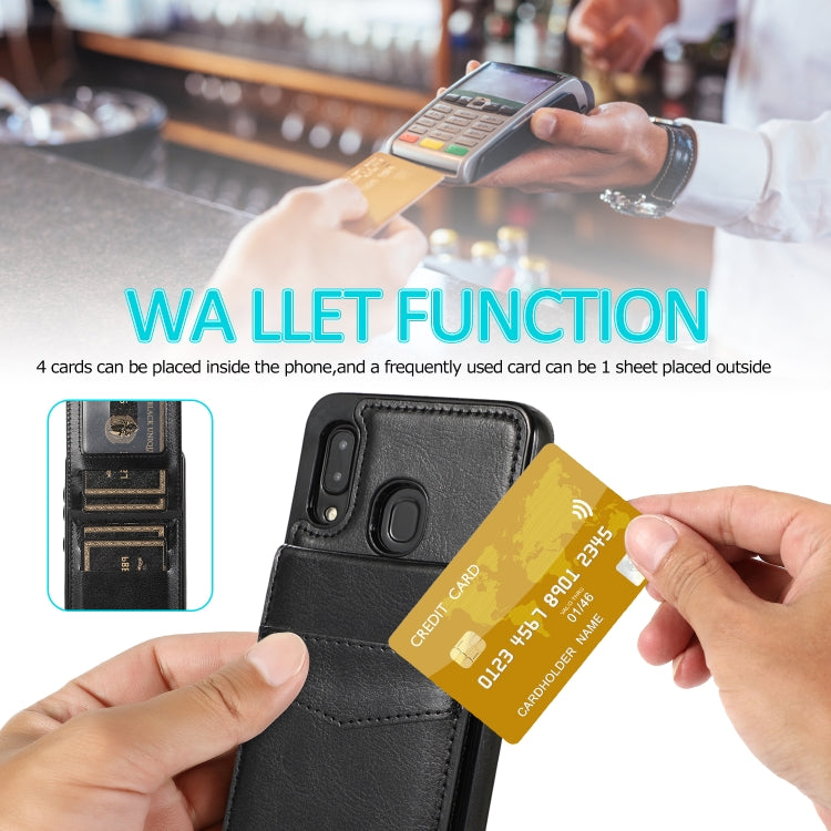 For Samsung Galaxy A20 / A30 Solid Color PC + TPU Protective Case with Holder & Card Slots