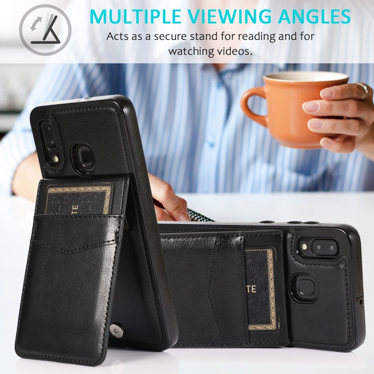 For Samsung Galaxy A20 / A30 Solid Color PC + TPU Protective Case with Holder & Card Slots