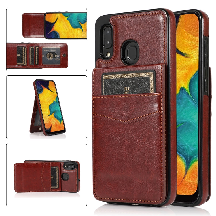 For Samsung Galaxy A20 / A30 Solid Color PC + TPU Protective Case with Holder & Card Slots