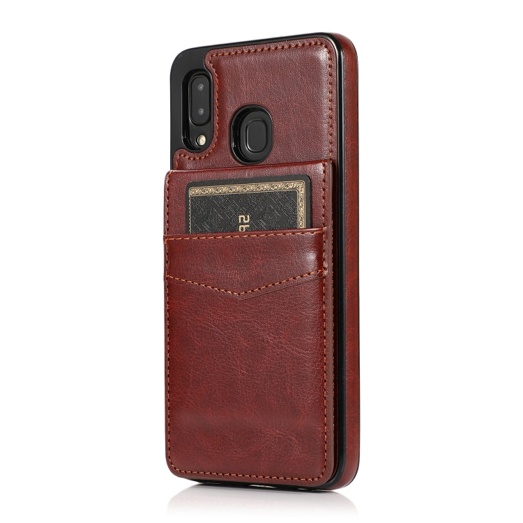 For Samsung Galaxy A20 / A30 Solid Color PC + TPU Protective Case with Holder & Card Slots