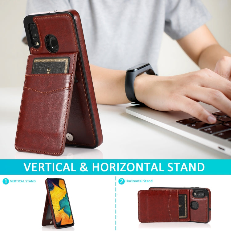 For Samsung Galaxy A20 / A30 Solid Color PC + TPU Protective Case with Holder & Card Slots