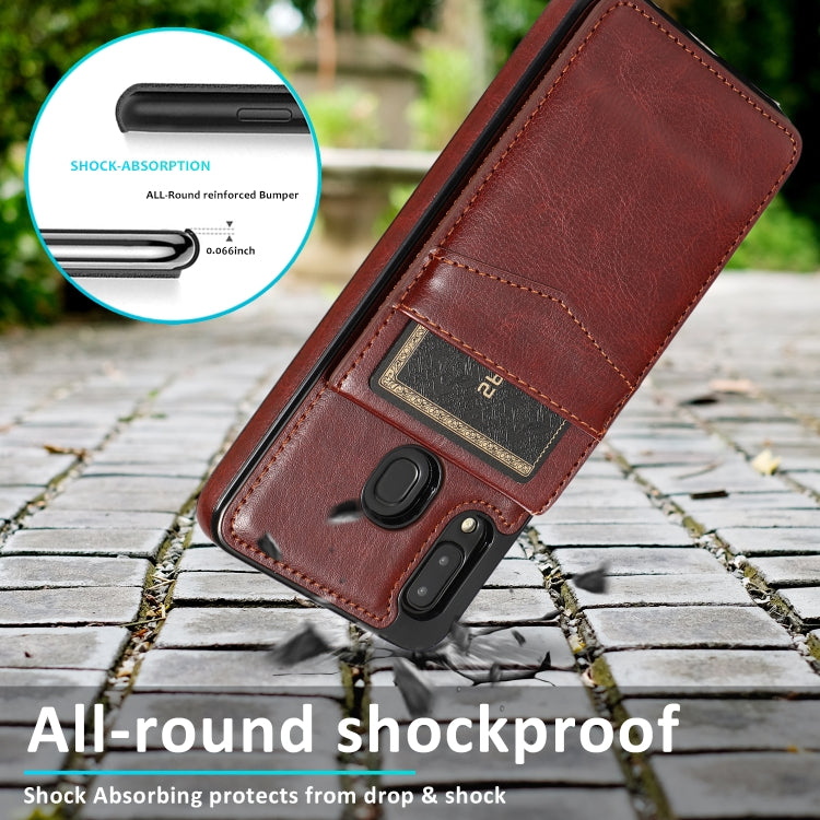 For Samsung Galaxy A20 / A30 Solid Color PC + TPU Protective Case with Holder & Card Slots