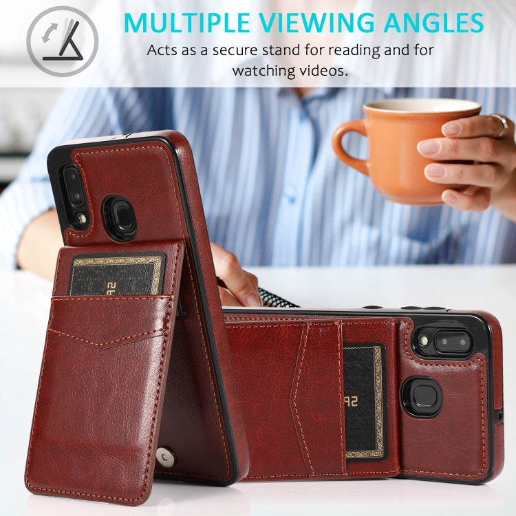 For Samsung Galaxy A20 / A30 Solid Color PC + TPU Protective Case with Holder & Card Slots