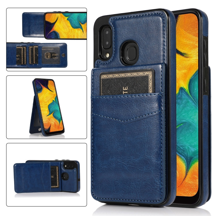 For Samsung Galaxy A20 / A30 Solid Color PC + TPU Protective Case with Holder & Card Slots
