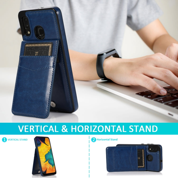 For Samsung Galaxy A20 / A30 Solid Color PC + TPU Protective Case with Holder & Card Slots