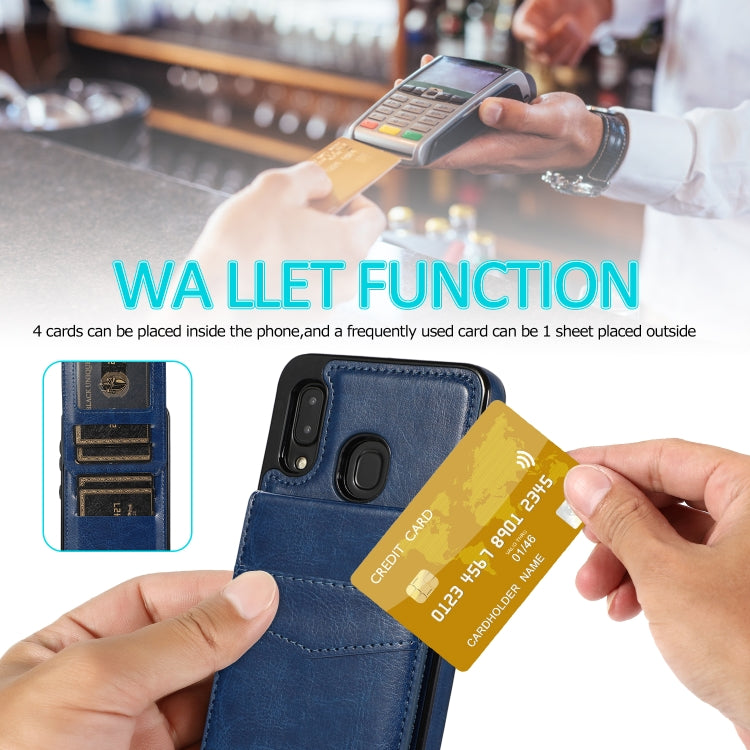 For Samsung Galaxy A20 / A30 Solid Color PC + TPU Protective Case with Holder & Card Slots