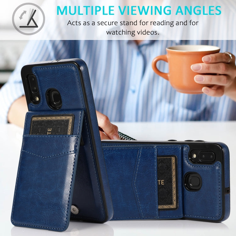 For Samsung Galaxy A20 / A30 Solid Color PC + TPU Protective Case with Holder & Card Slots