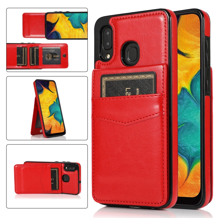 For Samsung Galaxy A20 / A30 Solid Color PC + TPU Protective Case with Holder & Card Slots