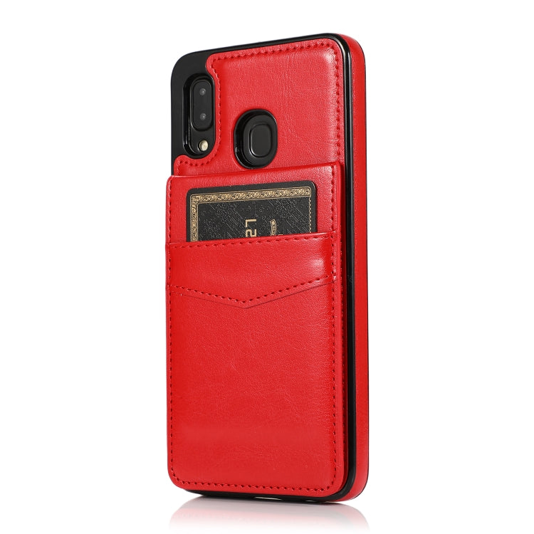 For Samsung Galaxy A20 / A30 Solid Color PC + TPU Protective Case with Holder & Card Slots