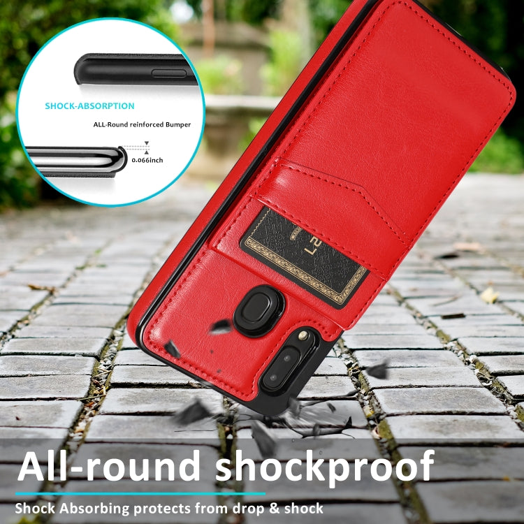 For Samsung Galaxy A20 / A30 Solid Color PC + TPU Protective Case with Holder & Card Slots