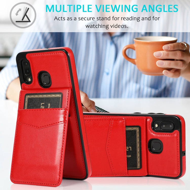 For Samsung Galaxy A20 / A30 Solid Color PC + TPU Protective Case with Holder & Card Slots