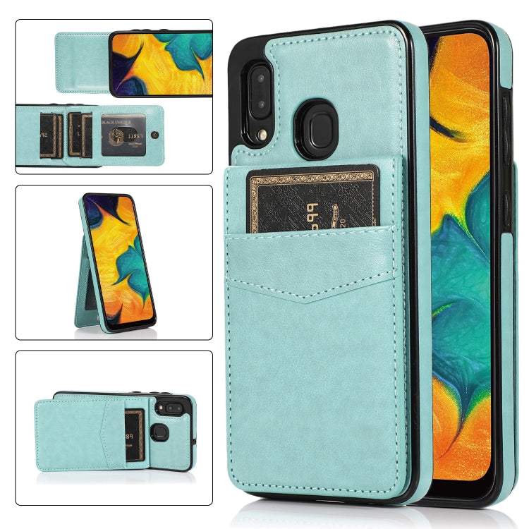 For Samsung Galaxy A20 / A30 Solid Color PC + TPU Protective Case with Holder & Card Slots