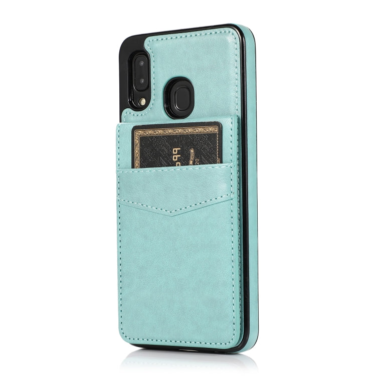 For Samsung Galaxy A20 / A30 Solid Color PC + TPU Protective Case with Holder & Card Slots
