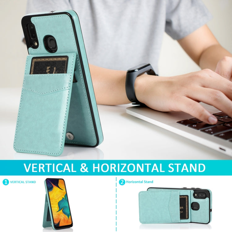 For Samsung Galaxy A20 / A30 Solid Color PC + TPU Protective Case with Holder & Card Slots