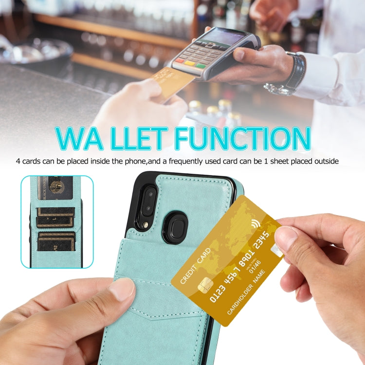 For Samsung Galaxy A20 / A30 Solid Color PC + TPU Protective Case with Holder & Card Slots