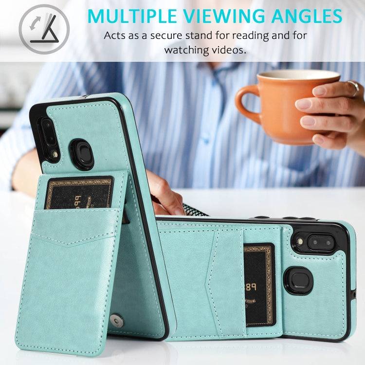 For Samsung Galaxy A20 / A30 Solid Color PC + TPU Protective Case with Holder & Card Slots