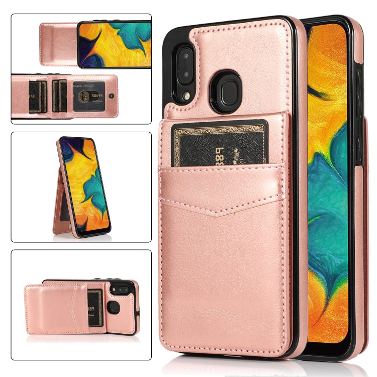 For Samsung Galaxy A20 / A30 Solid Color PC + TPU Protective Case with Holder & Card Slots