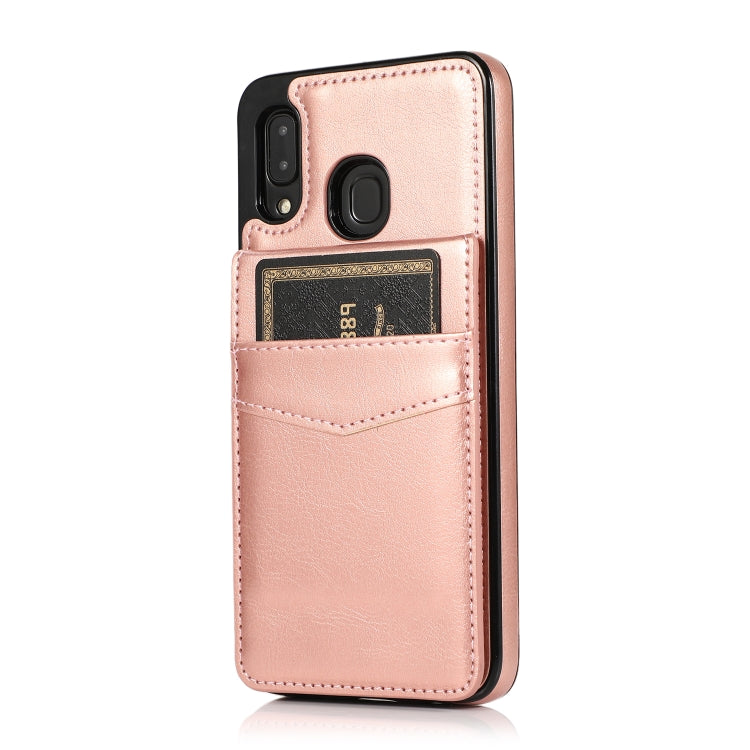 For Samsung Galaxy A20 / A30 Solid Color PC + TPU Protective Case with Holder & Card Slots