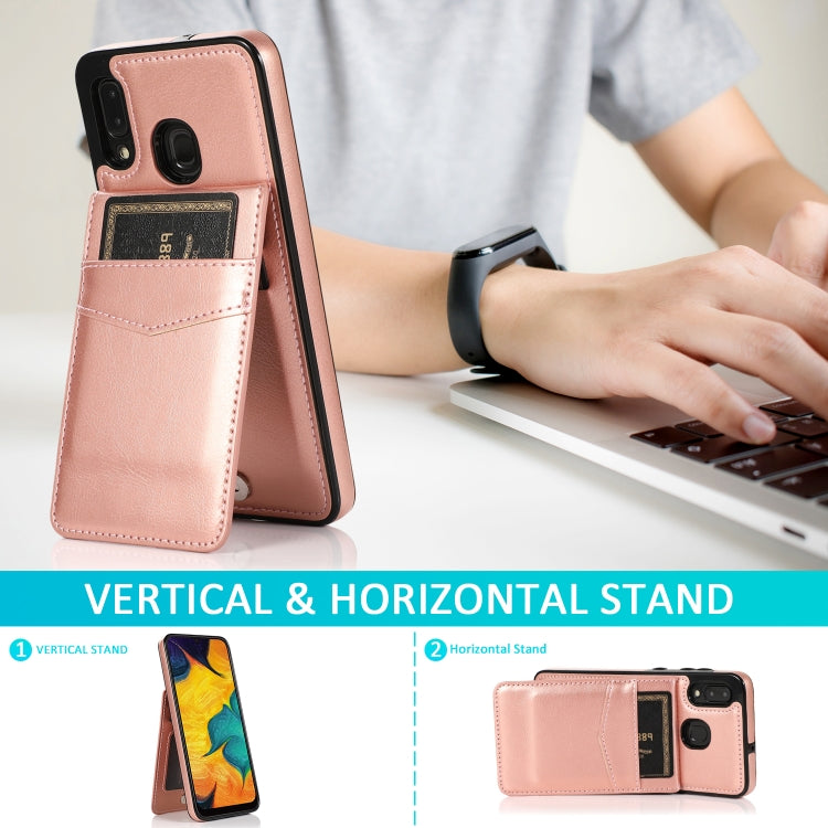 For Samsung Galaxy A20 / A30 Solid Color PC + TPU Protective Case with Holder & Card Slots