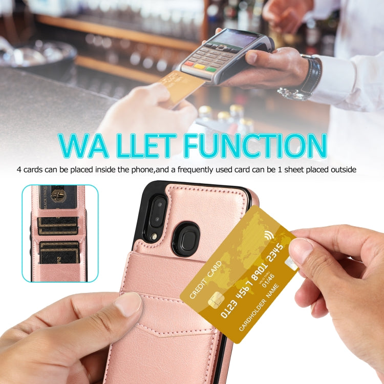 For Samsung Galaxy A20 / A30 Solid Color PC + TPU Protective Case with Holder & Card Slots