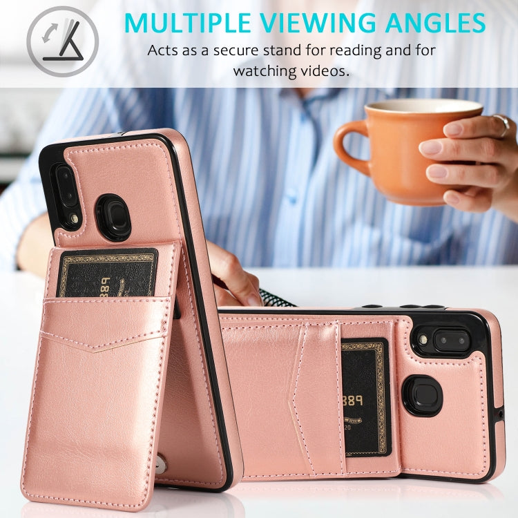 For Samsung Galaxy A20 / A30 Solid Color PC + TPU Protective Case with Holder & Card Slots